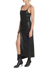 Leather Slit Maxi Dress
