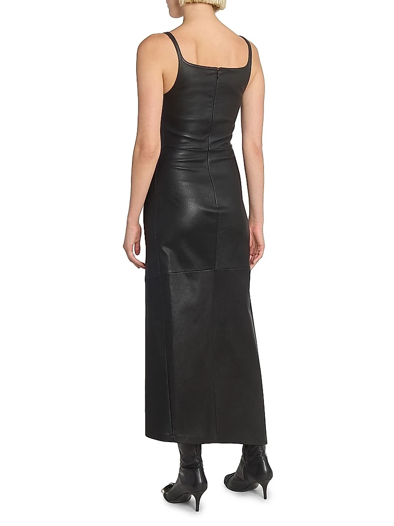 Leather Slit Maxi Dress
