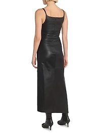 Leather Slit Maxi Dress