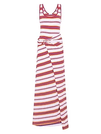 Stripe Cotton-Blend Tie-Waist Maxi-Dress