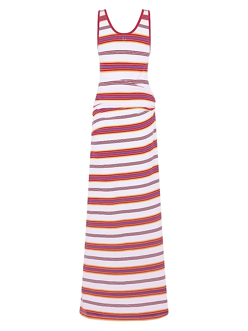 Stripe Cotton-Blend Tie-Waist Maxi-Dress