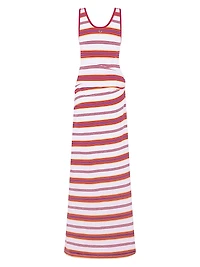 Stripe Cotton-Blend Tie-Waist Maxi-Dress