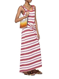 Stripe Cotton-Blend Tie-Waist Maxi-Dress