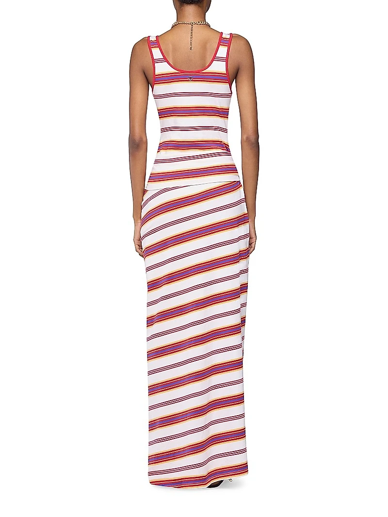 Stripe Cotton-Blend Tie-Waist Maxi-Dress
