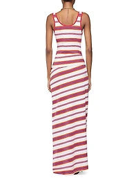 Stripe Cotton-Blend Tie-Waist Maxi-Dress