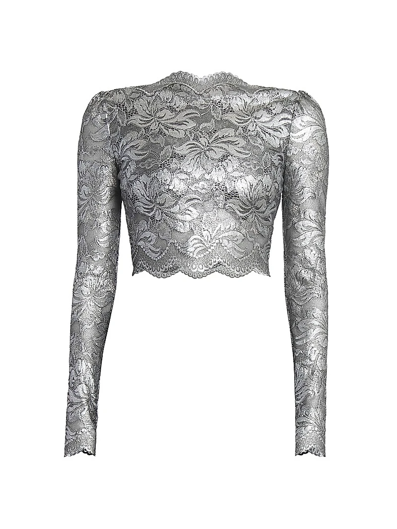 Metallic Lace Crop Top