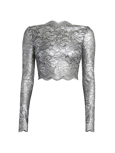 Metallic Lace Crop Top