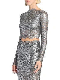 Metallic Lace Crop Top