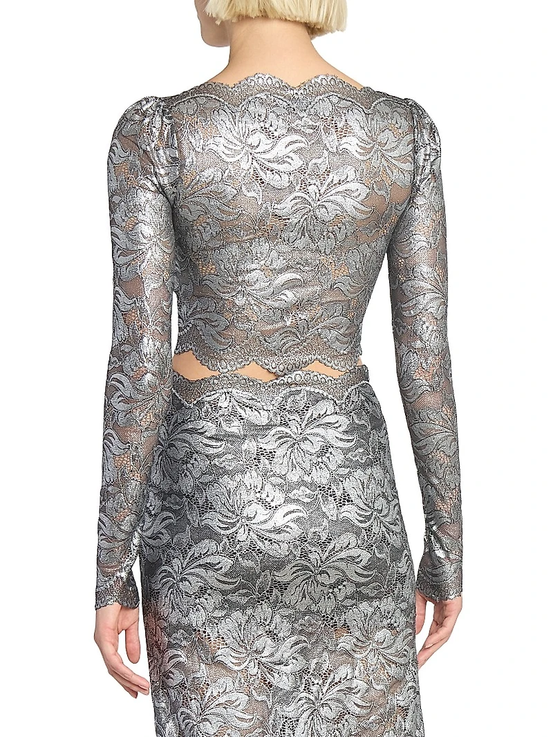 Metallic Lace Crop Top