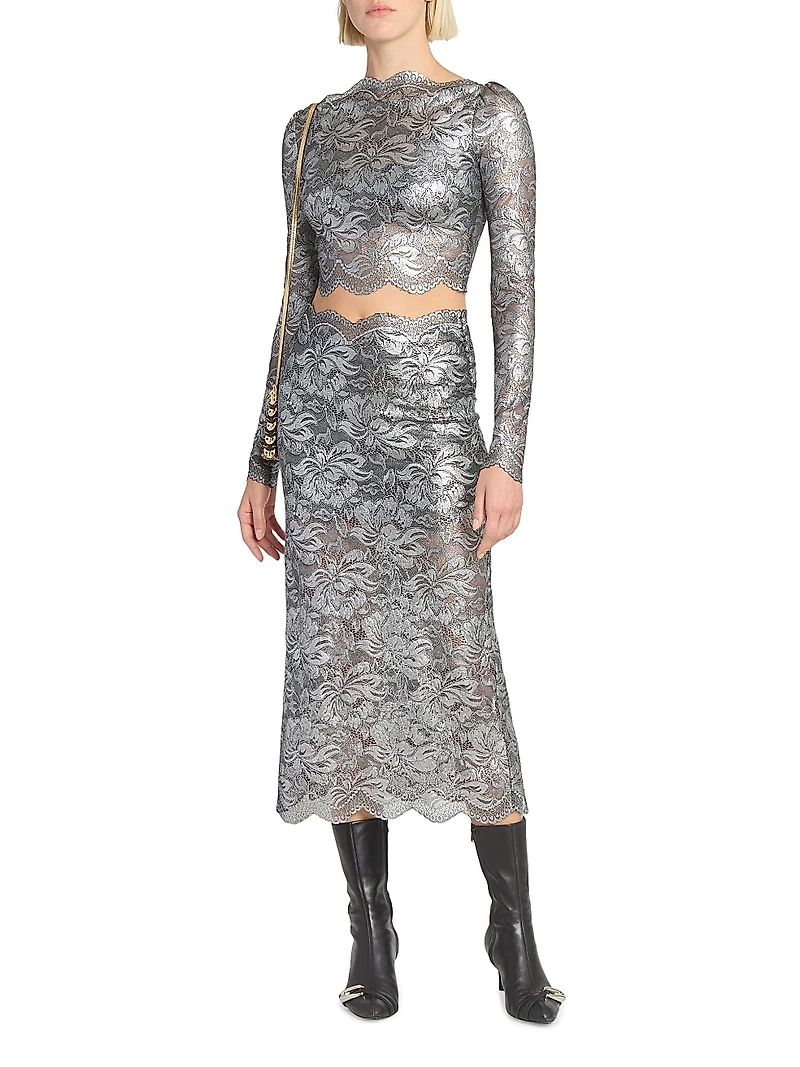 Metallic Lace Crop Top