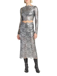 Metallic Lace Crop Top