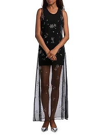 Hotfix Floral Tulle Tank Maxi Dress