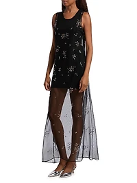 Hotfix Floral Tulle Tank Maxi Dress