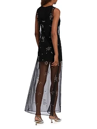 Hotfix Floral Tulle Tank Maxi Dress