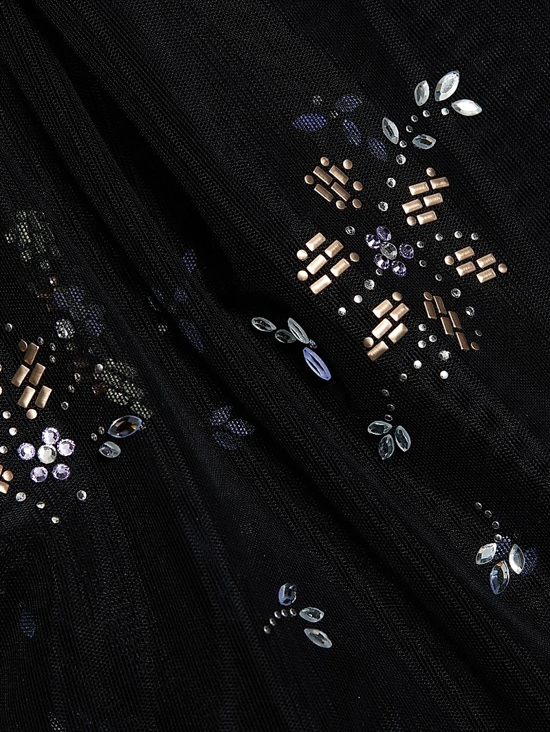 Hotfix Floral Tulle Tank Maxi Dress