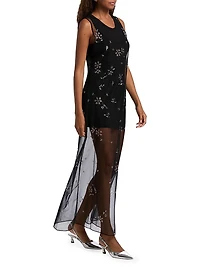 Hotfix Floral Tulle Tank Maxi Dress