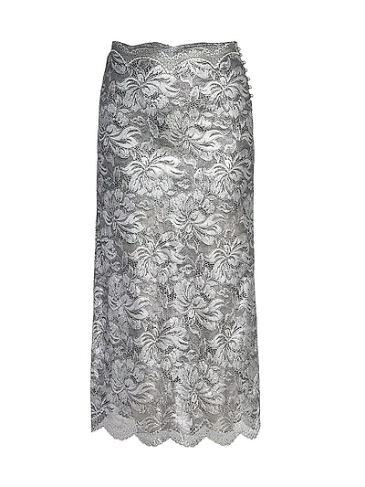 Metallic Lace Midi-Skirt