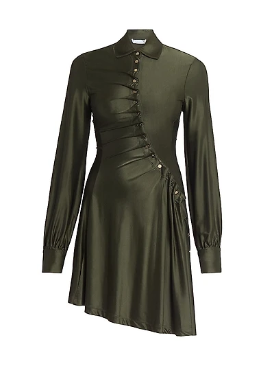 Asymmetric Jersey Mini-Shirtdress