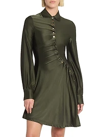 Asymmetric Jersey Mini-Shirtdress