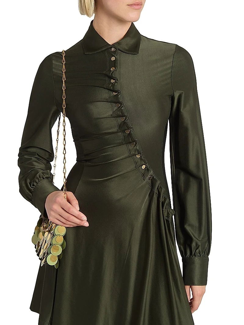 Asymmetric Jersey Mini-Shirtdress