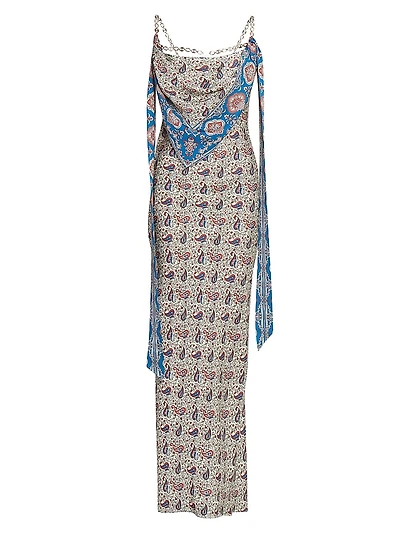 Paisley Satin Slim-Fit Maxi Dress