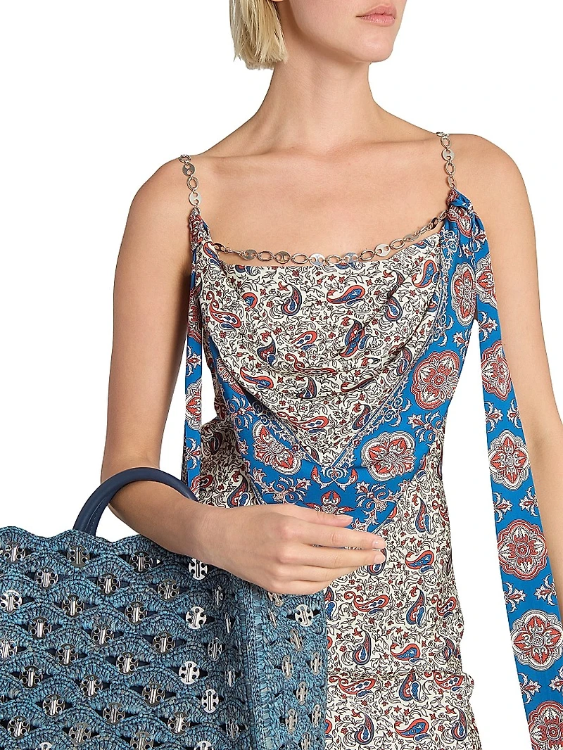 Paisley Satin Slim-Fit Maxi Dress