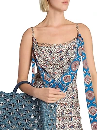 Paisley Satin Slim-Fit Maxi Dress