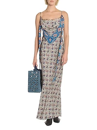 Paisley Satin Slim-Fit Maxi Dress