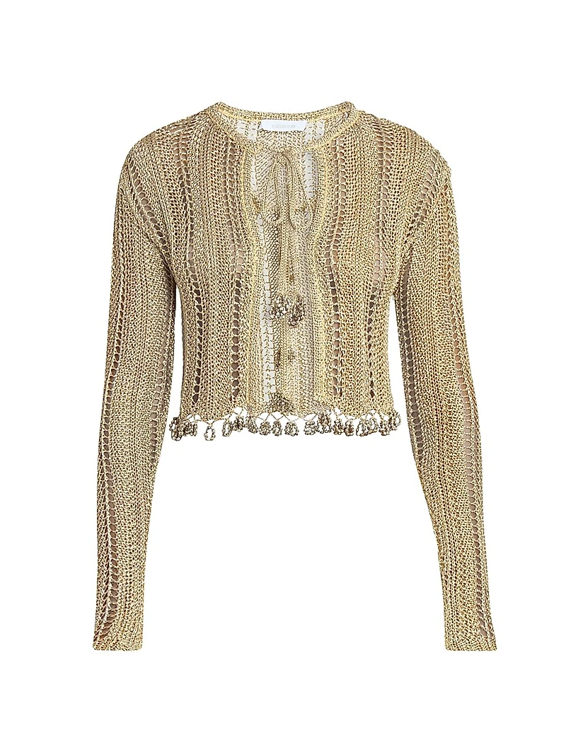 Crochet Slim-Fit Cropped Cardigan