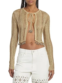 Crochet Slim-Fit Cropped Cardigan