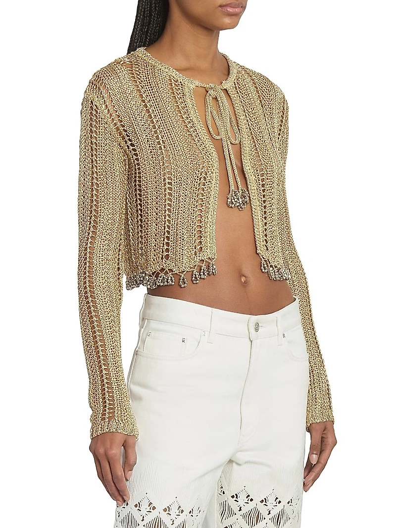 Crochet Slim-Fit Cropped Cardigan