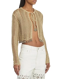 Crochet Slim-Fit Cropped Cardigan