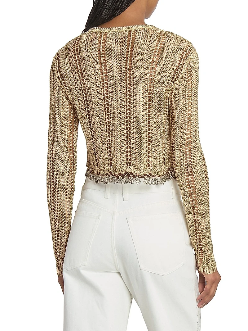 Crochet Slim-Fit Cropped Cardigan