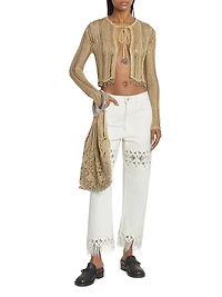 Crochet Slim-Fit Cropped Cardigan