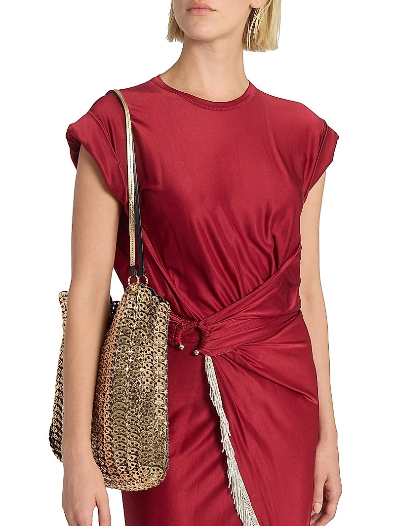 Fringe-Trimmed Faux-Wrap Maxi Dress