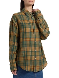 Plaid Cashmere-Wool Big Shirt