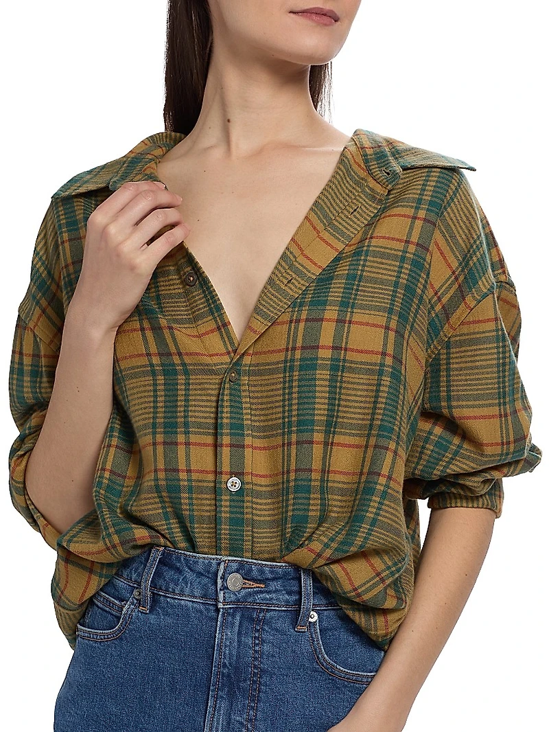 Plaid Cashmere-Wool Big Shirt