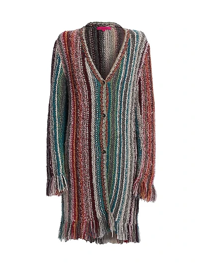 Mixed Fringe Stripe Cardigan