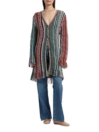 Mixed Fringe Stripe Cardigan