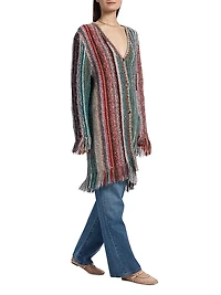 Mixed Fringe Stripe Cardigan