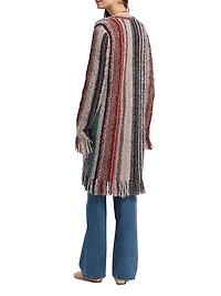 Mixed Fringe Stripe Cardigan