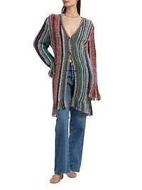 Mixed Fringe Stripe Cardigan