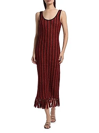 Stripe Scoopneck Fringe Dress