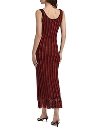 Stripe Scoopneck Fringe Dress