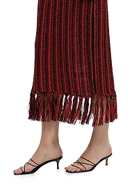 Stripe Scoopneck Fringe Dress