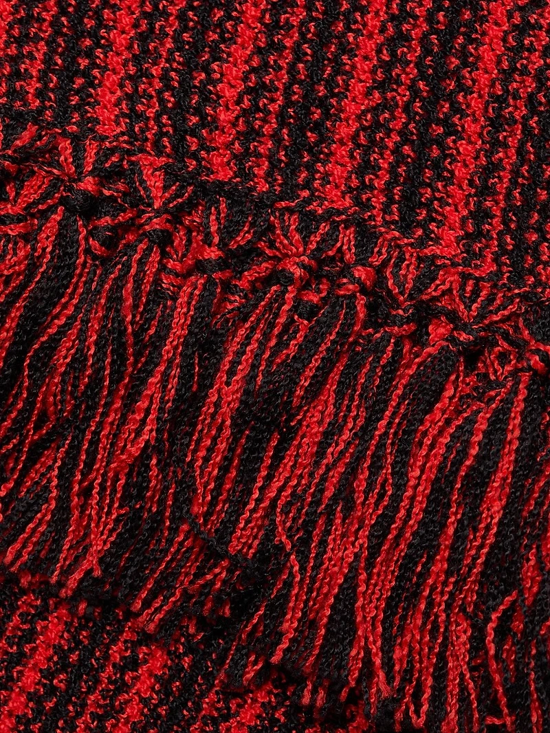Stripe Scoopneck Fringe Dress