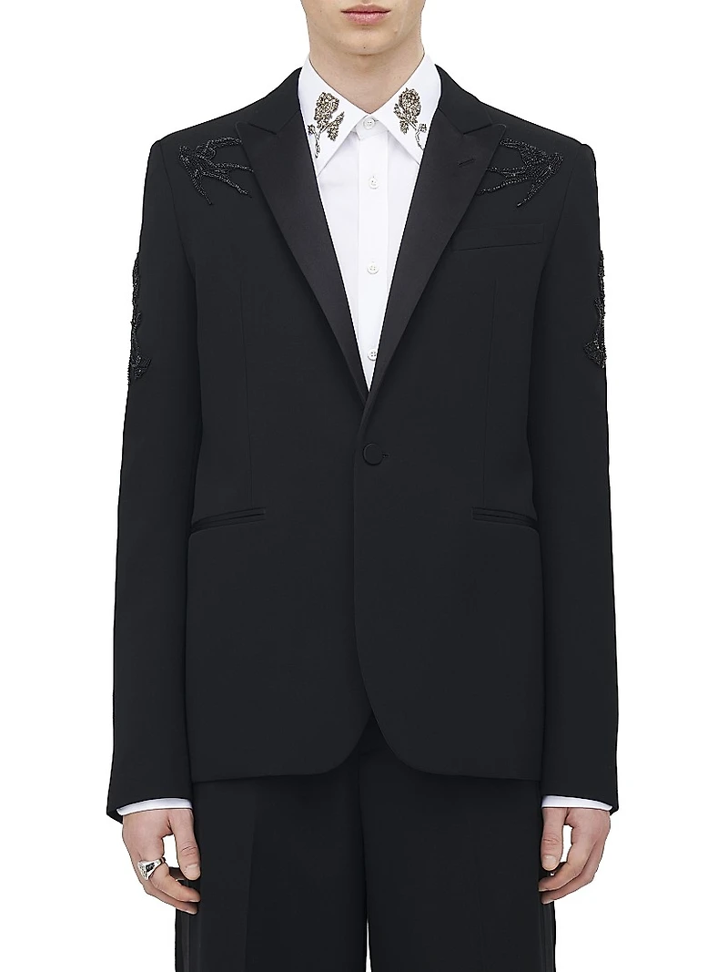 Embellished Wool Tuxedo Jacket