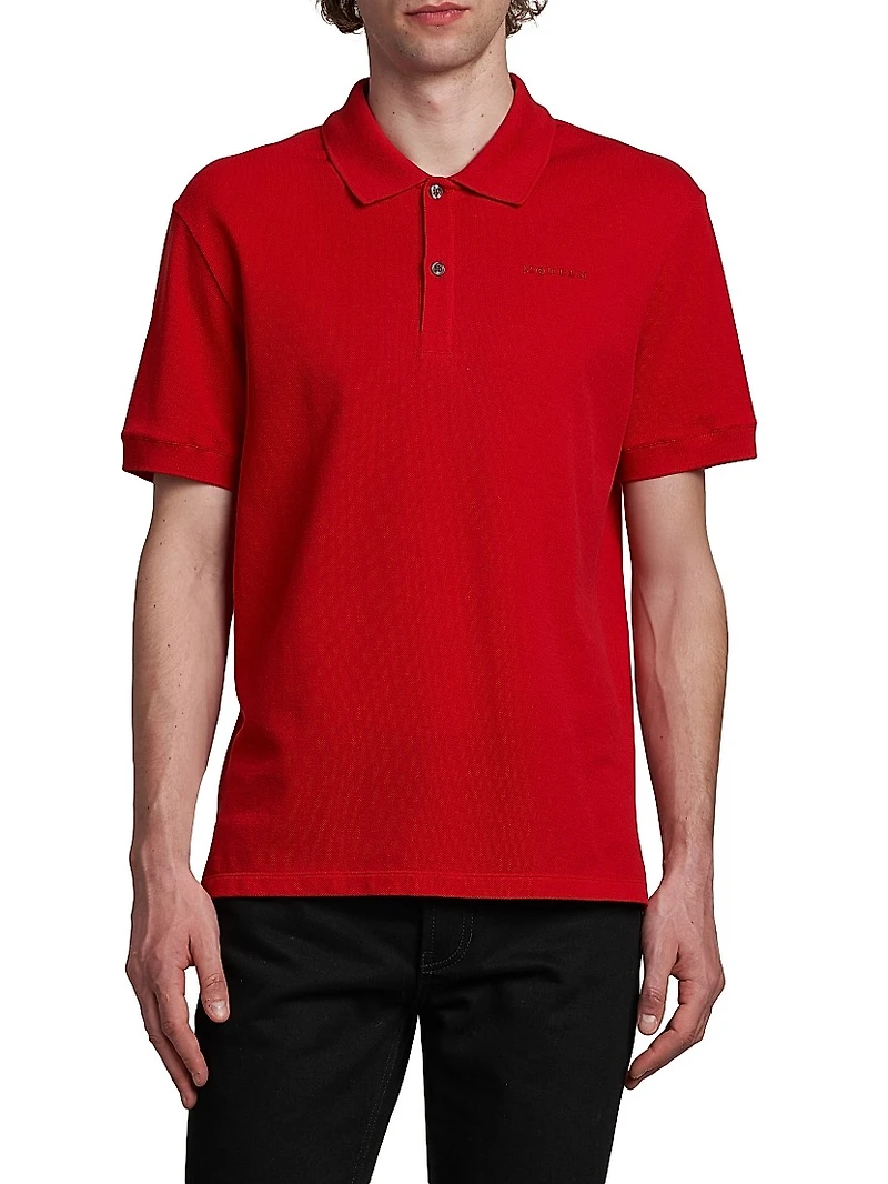 Logo Embroidered Cotton Polo Shirt