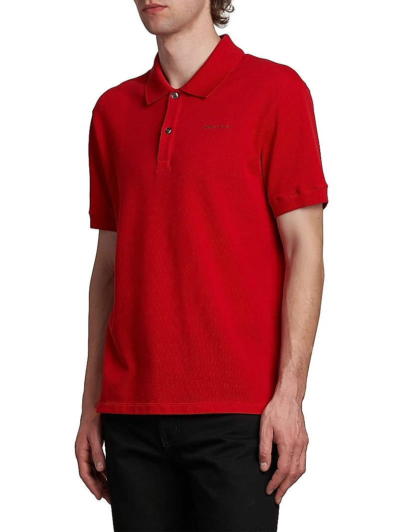 Logo Embroidered Cotton Polo Shirt