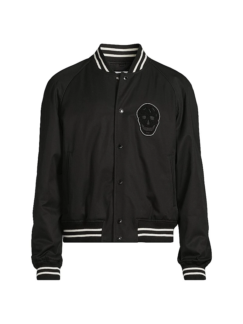 Skull Cropped Bomber Jacket